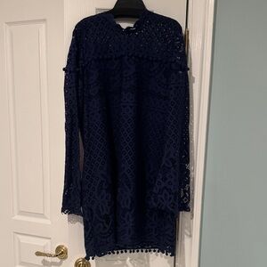 Tularosa Navy Long Sleeve Lace Dress
